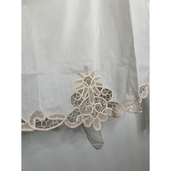 Dutch Novelties Embroidered Roses Lace Cream Apron Pockets New Vintage Condition - Picture 12 of 12